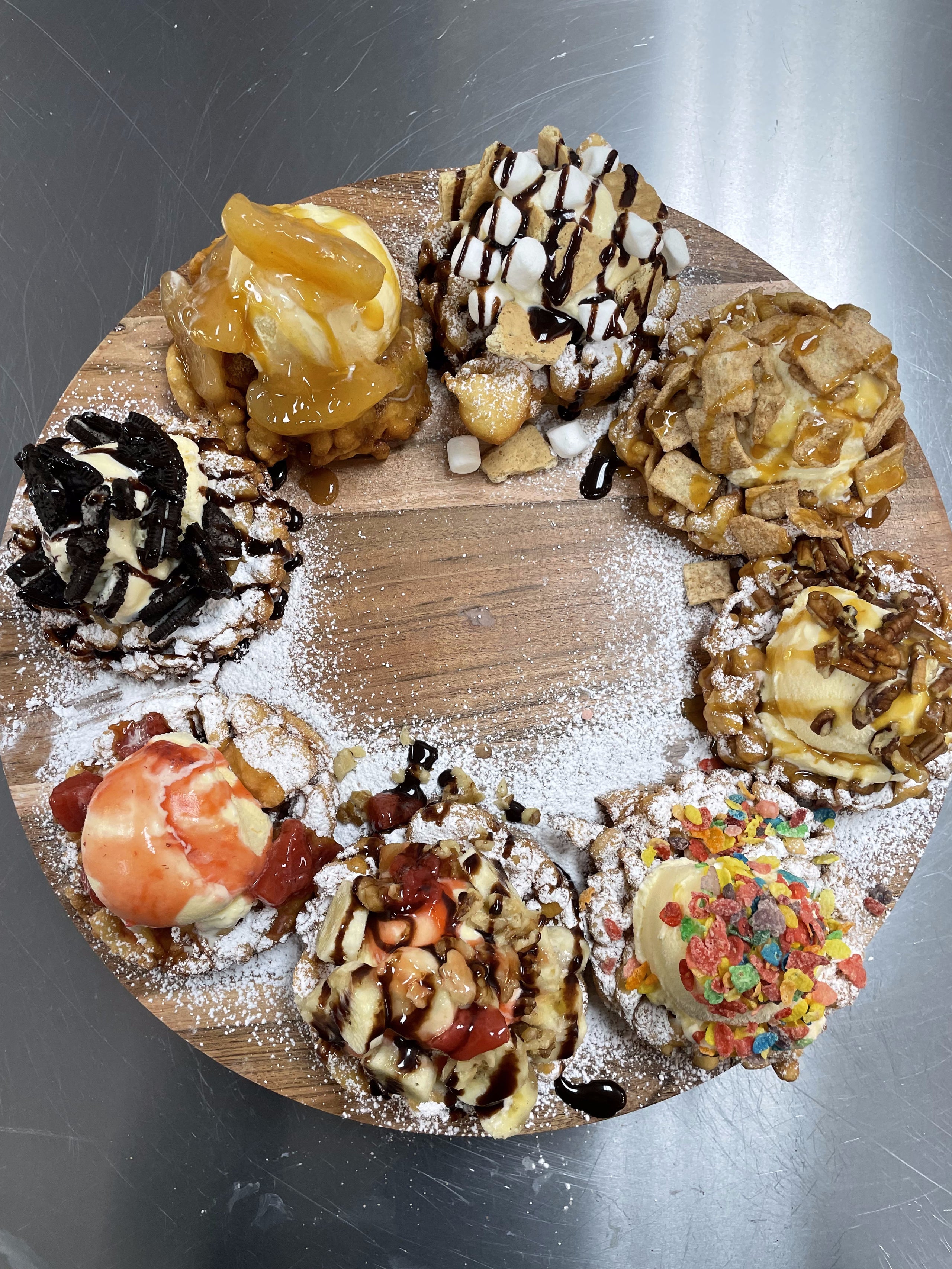 Miniature Funnel Cake Flights Cason Funnel Cakes